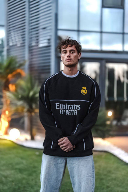 Real Madrid Oversized Sweatshirt - Black and White Options for Fans Withinblack
