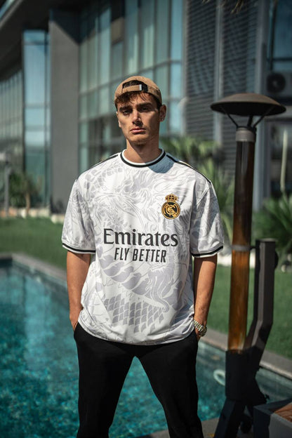 Real Madrid Dragon Print Oversized T-shirt - Premium 2-Thread Lycra Blend Withinblack