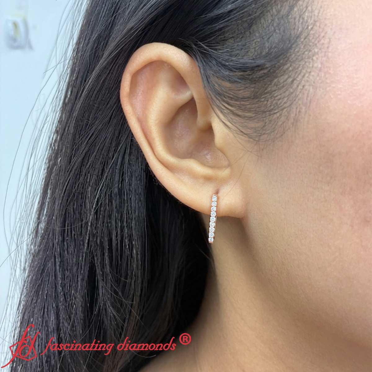 Rectangle Diamond Hoop Earring Fascinating Diamonds