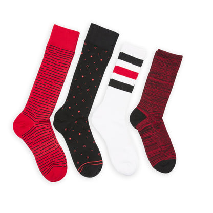 Red / Black Mixed Socks 4 Pack -B DeadSoxy