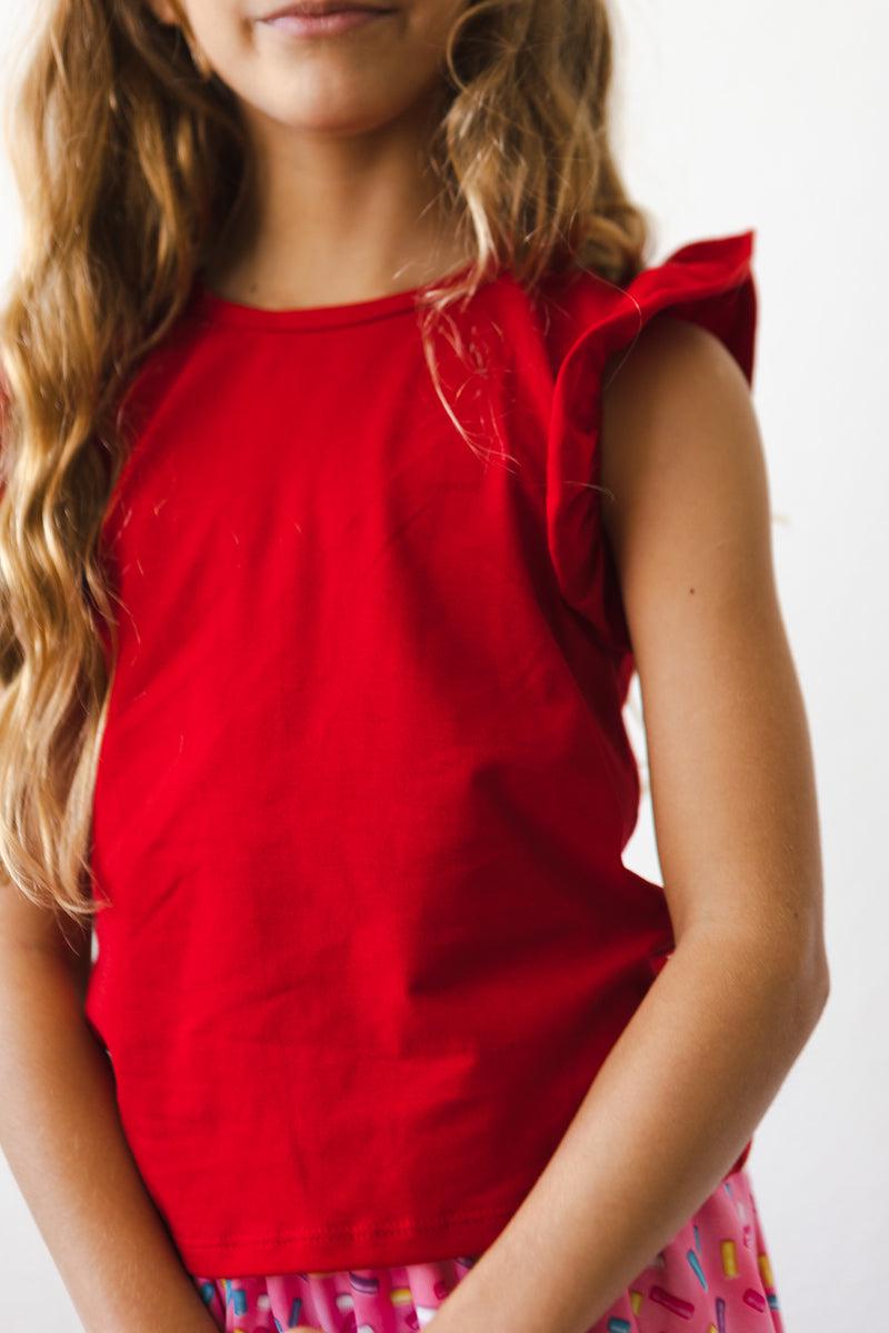 Red S/S Ruffle Tee Mila & Rose ®