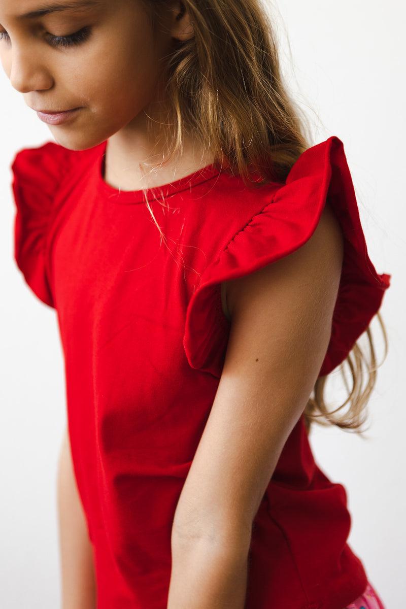 Red S/S Ruffle Tee Mila & Rose ®