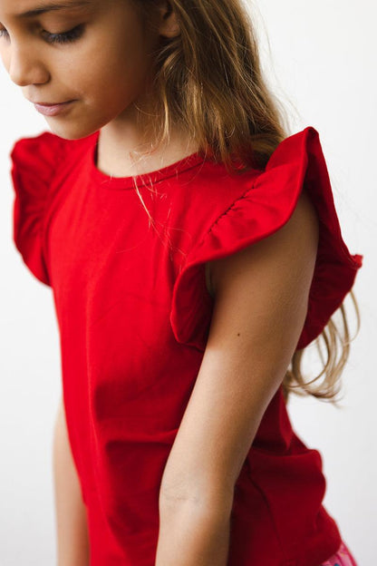 Red S/S Ruffle Tee Mila & Rose ®