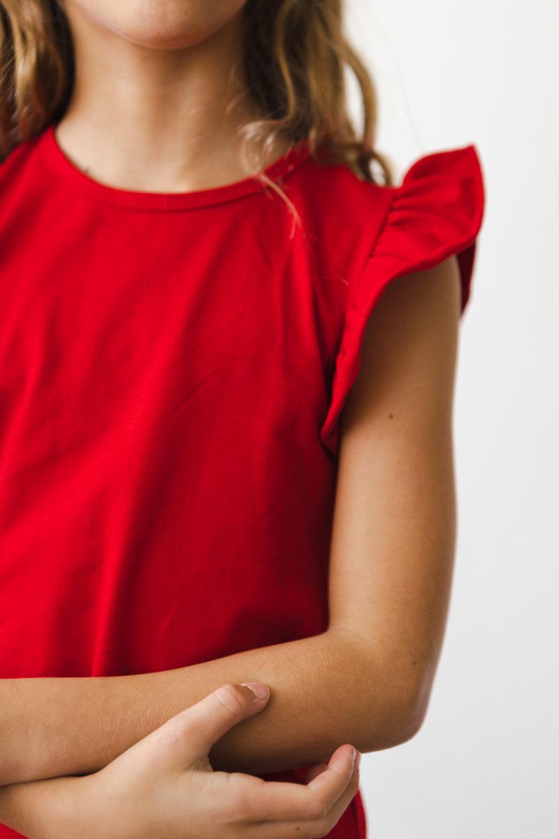 Red S/S Ruffle Tee Mila & Rose ®
