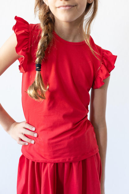 Red S/S Ruffle Tee Mila & Rose ®