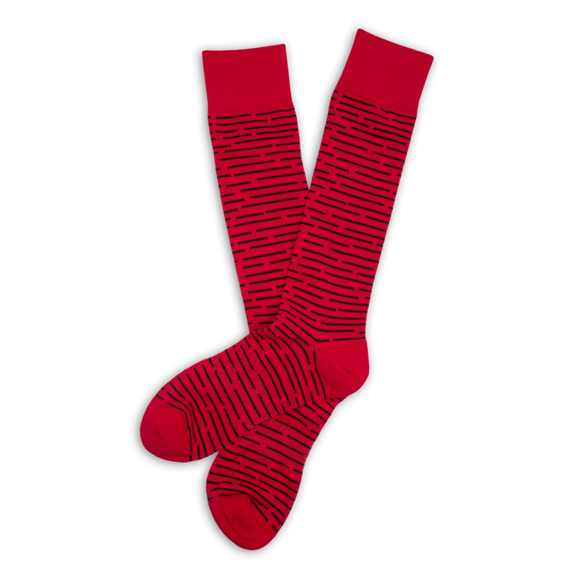 Red / Black Broken Stripe Dress Socks DeadSoxy