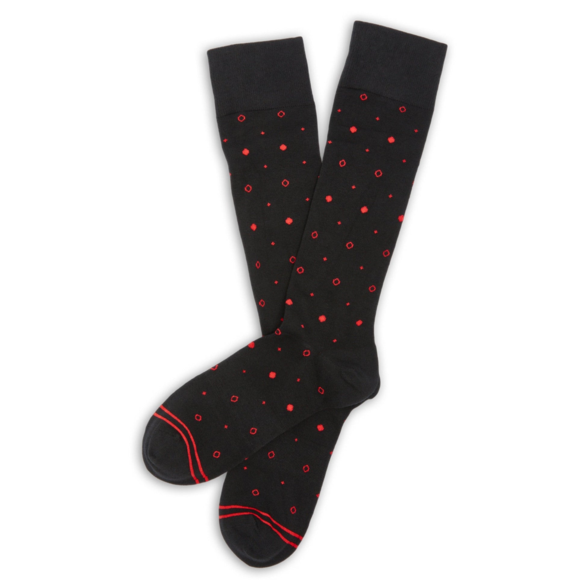 Red / Black Mixed Dot Dress Socks DeadSoxy