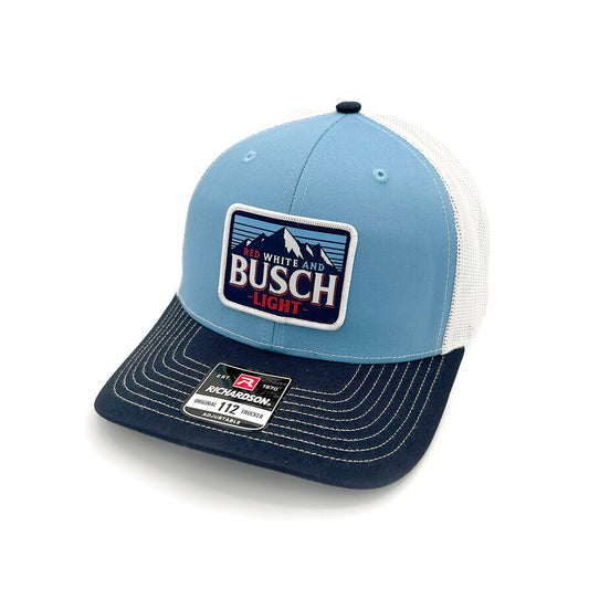 Red White Busch Light Woven Patch Hat Shield Republic