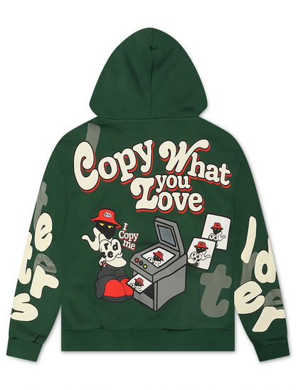 Red Letters Copy Me Scattered Hoodie - Green Denim Exchange