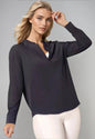 Resort Vee Long Sleeve Popover Shirt - Navy Buki