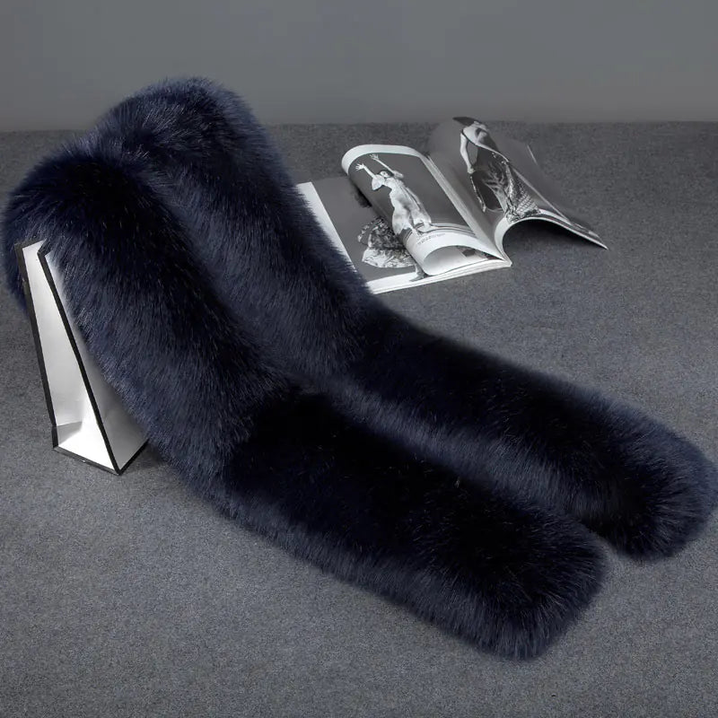 Faux Fur Long Scarf, Warm Fur Collar and Shawl