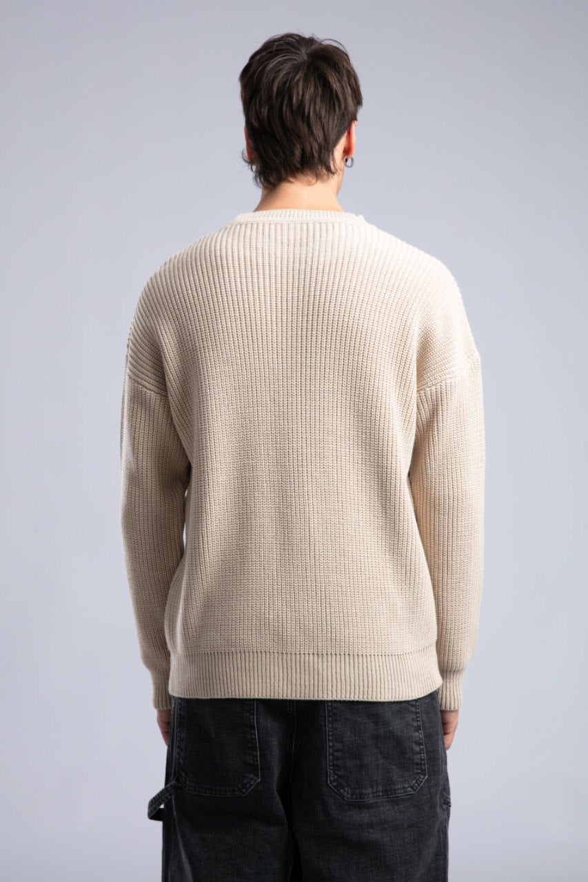 Ribbed Knit Crewneck Sweater – Oversize Unisex Pullover Withinblack
