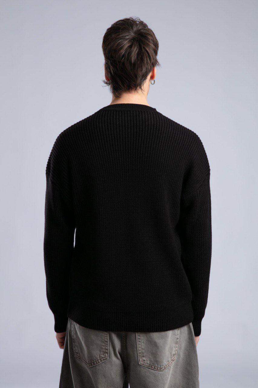 Ribbed Knit Crewneck Sweater – Oversize Unisex Pullover Withinblack