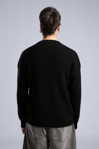 Ribbed Knit Crewneck Sweater – Oversize Unisex Pullover Withinblack