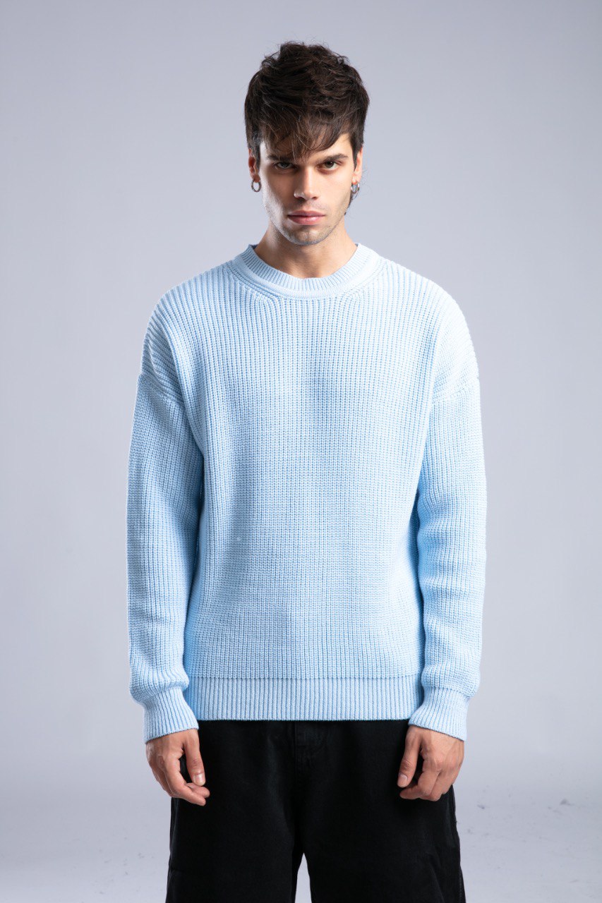 Ribbed Knit Crewneck Sweater – Oversize Unisex Pullover Withinblack