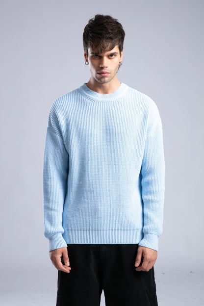 Ribbed Knit Crewneck Sweater – Oversize Unisex Pullover Withinblack