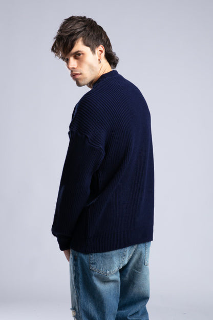 Ribbed Knit Crewneck Sweater – Oversize Unisex Pullover Withinblack