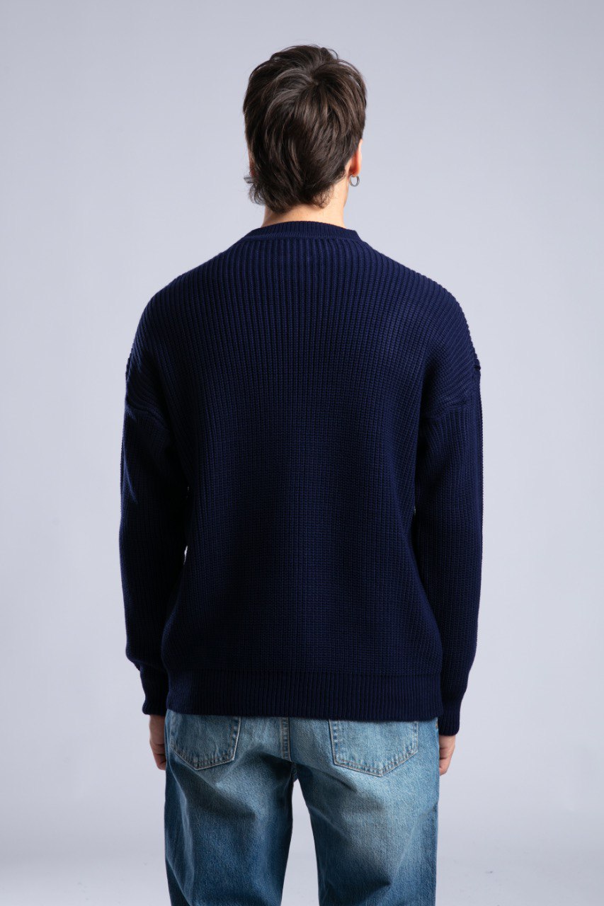 Ribbed Knit Crewneck Sweater – Oversize Unisex Pullover Withinblack