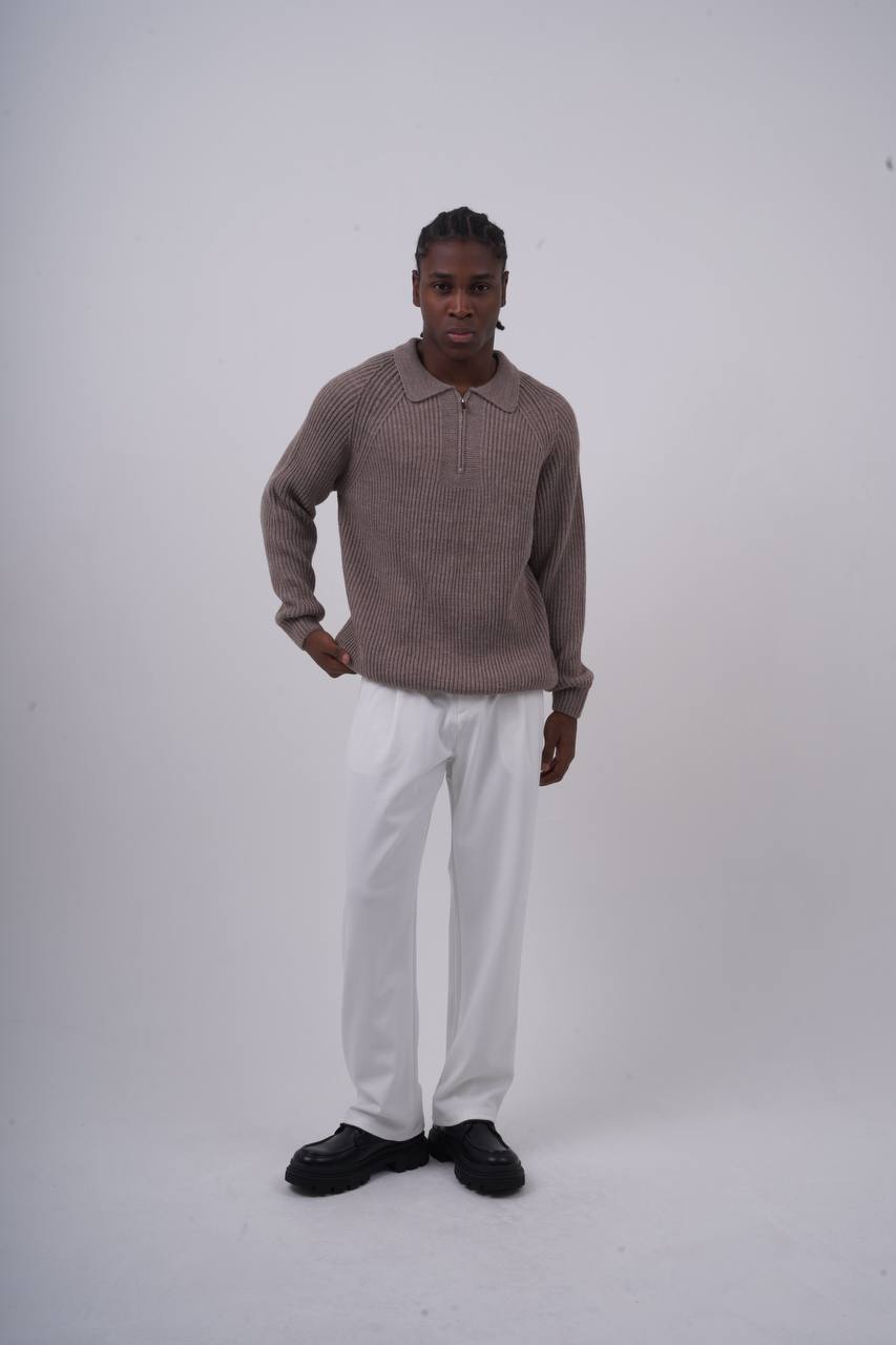 Ribbed Knit Half-Zip Sweater Withinblack