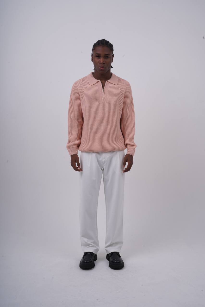 Ribbed Knit Half-Zip Sweater Withinblack