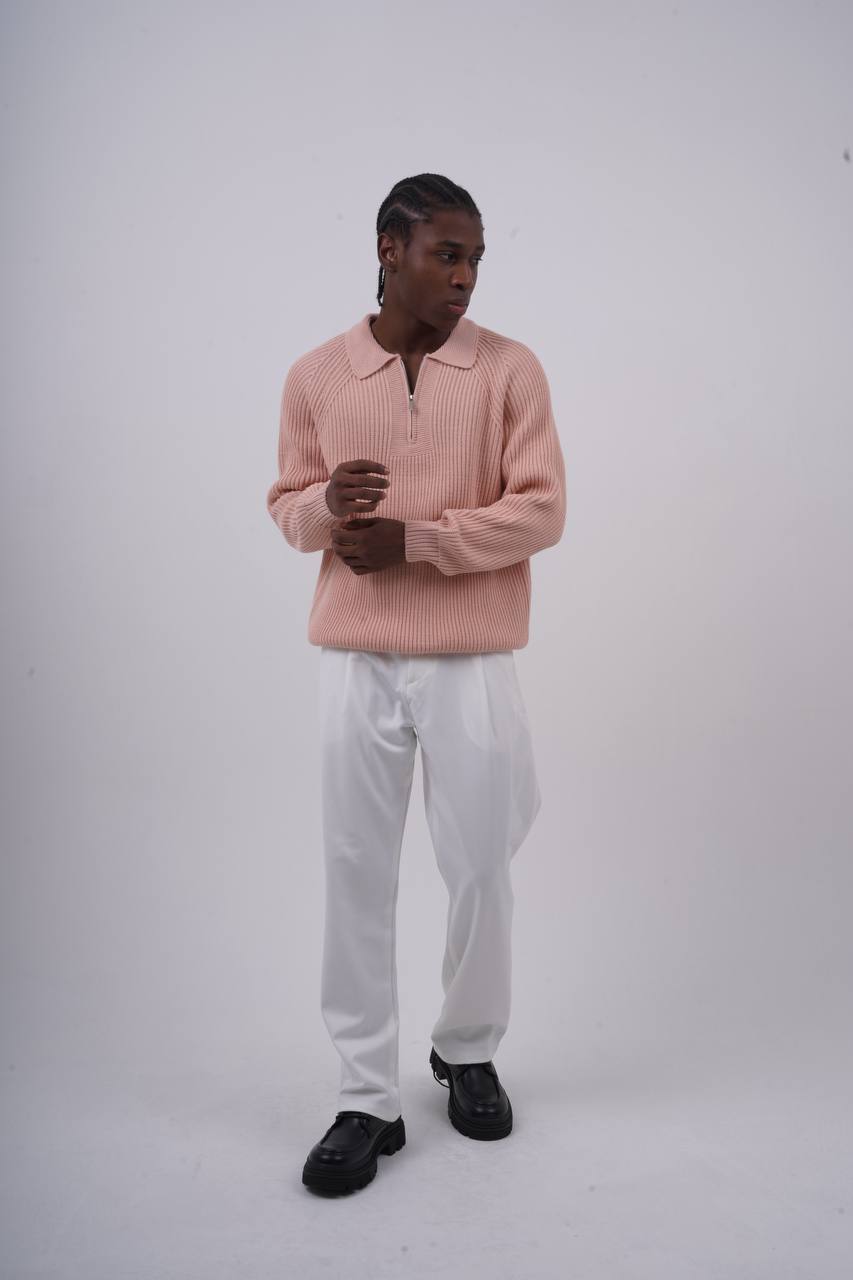 Ribbed Knit Half-Zip Sweater Withinblack