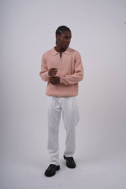 Ribbed Knit Half-Zip Sweater Withinblack