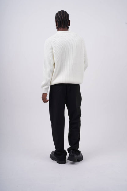 Ribbed Knit Half-Zip Sweater Withinblack