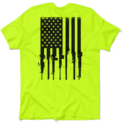 Rifle Flag - Safety Yellow T-Shirt Armed American Supply