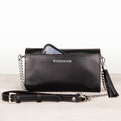Del Mar - Horse Bit Crossbody Luxury Leather Handbag in Black Urban-Equestrian