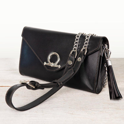Del Mar - Horse Bit Crossbody Luxury Leather Handbag in Black Urban-Equestrian