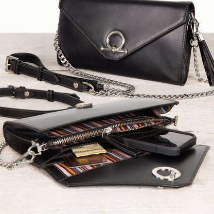 Del Mar - Horse Bit Crossbody Luxury Leather Handbag in Black Urban-Equestrian