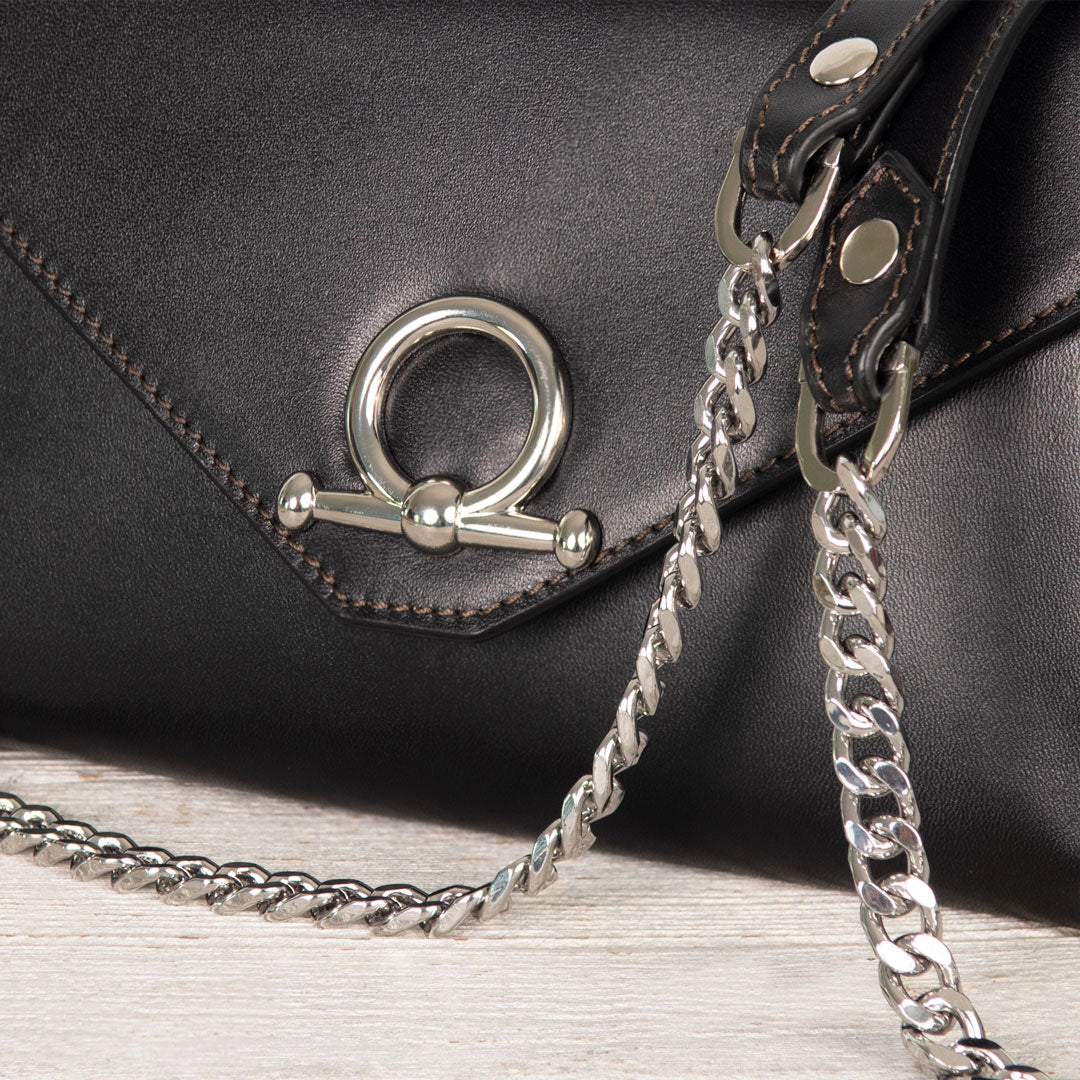 Del Mar - Horse Bit Crossbody Luxury Leather Handbag in Black Urban-Equestrian