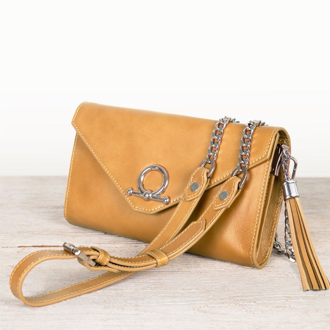Del Mar - Horse Bit Crossbody Luxury Leather Handbag in Caramel Urban-Equestrian
