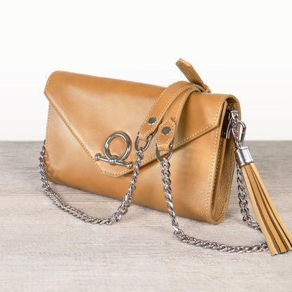 Del Mar - Horse Bit Crossbody Luxury Leather Handbag in Caramel Urban-Equestrian