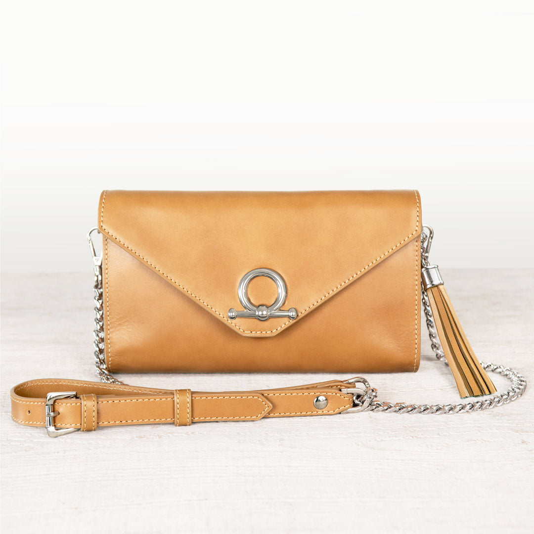 Del Mar - Horse Bit Crossbody Luxury Leather Handbag in Caramel Urban-Equestrian