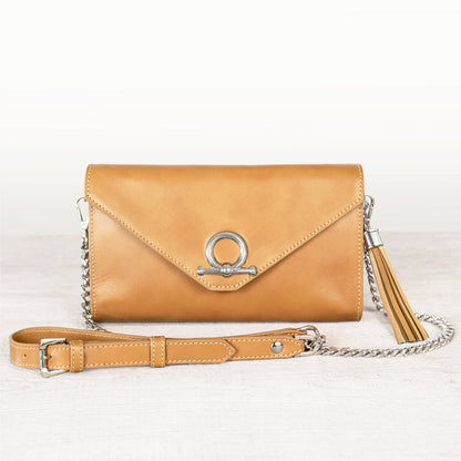 Del Mar - Horse Bit Crossbody Luxury Leather Handbag in Caramel Urban-Equestrian
