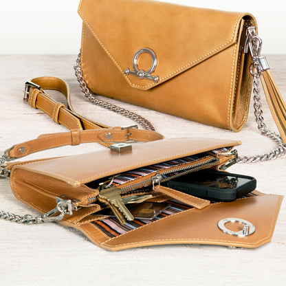Del Mar - Horse Bit Crossbody Luxury Leather Handbag in Caramel Urban-Equestrian