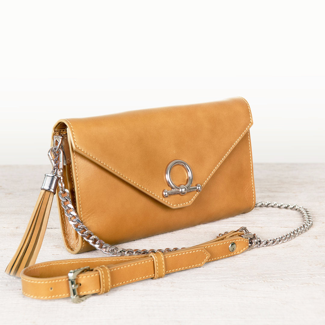 Del Mar - Horse Bit Crossbody Luxury Leather Handbag in Caramel Urban-Equestrian