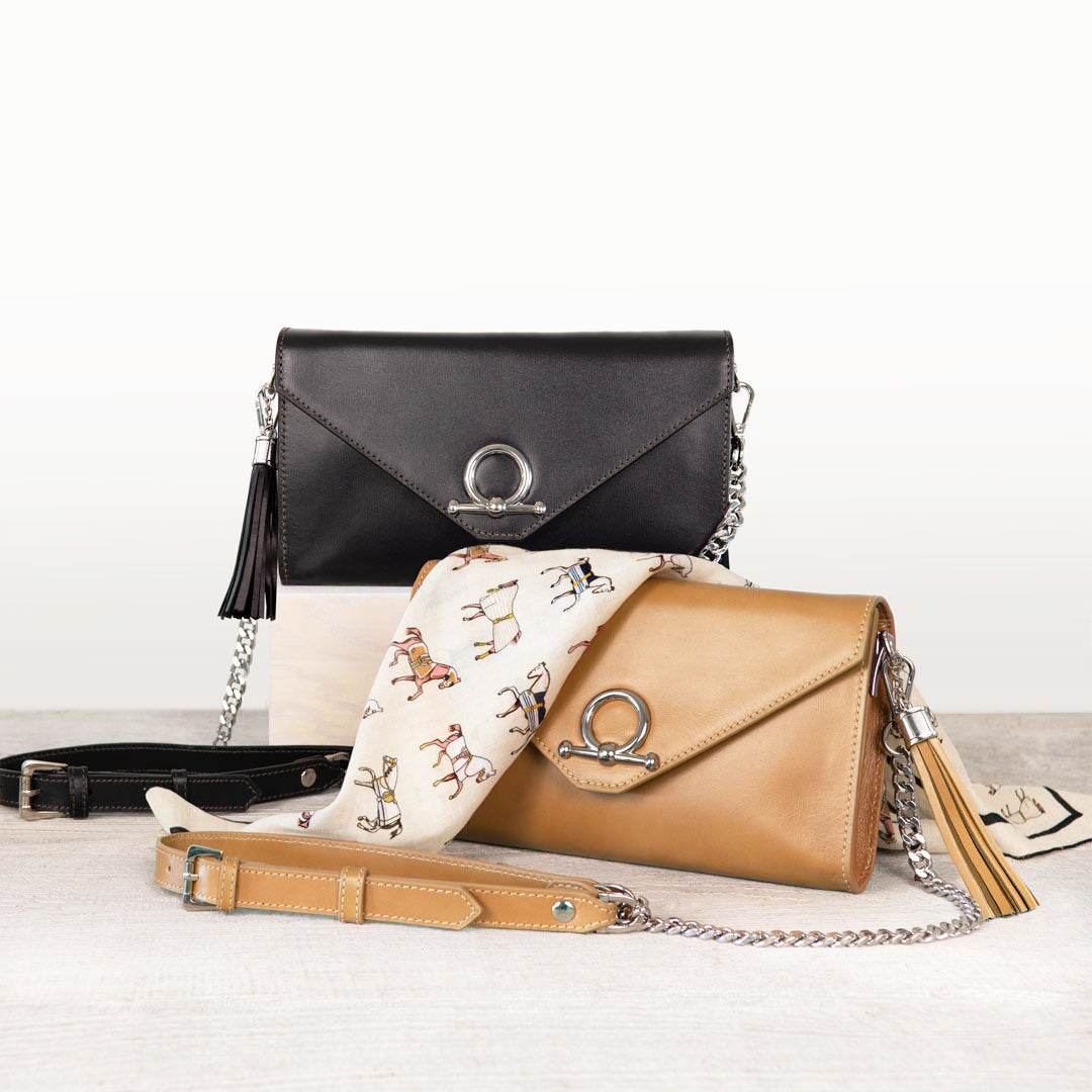 Del Mar - Horse Bit Crossbody Luxury Leather Handbag in Black Urban-Equestrian