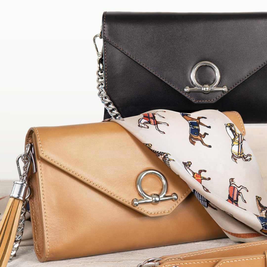 Del Mar - Horse Bit Crossbody Luxury Leather Handbag in Black Urban-Equestrian