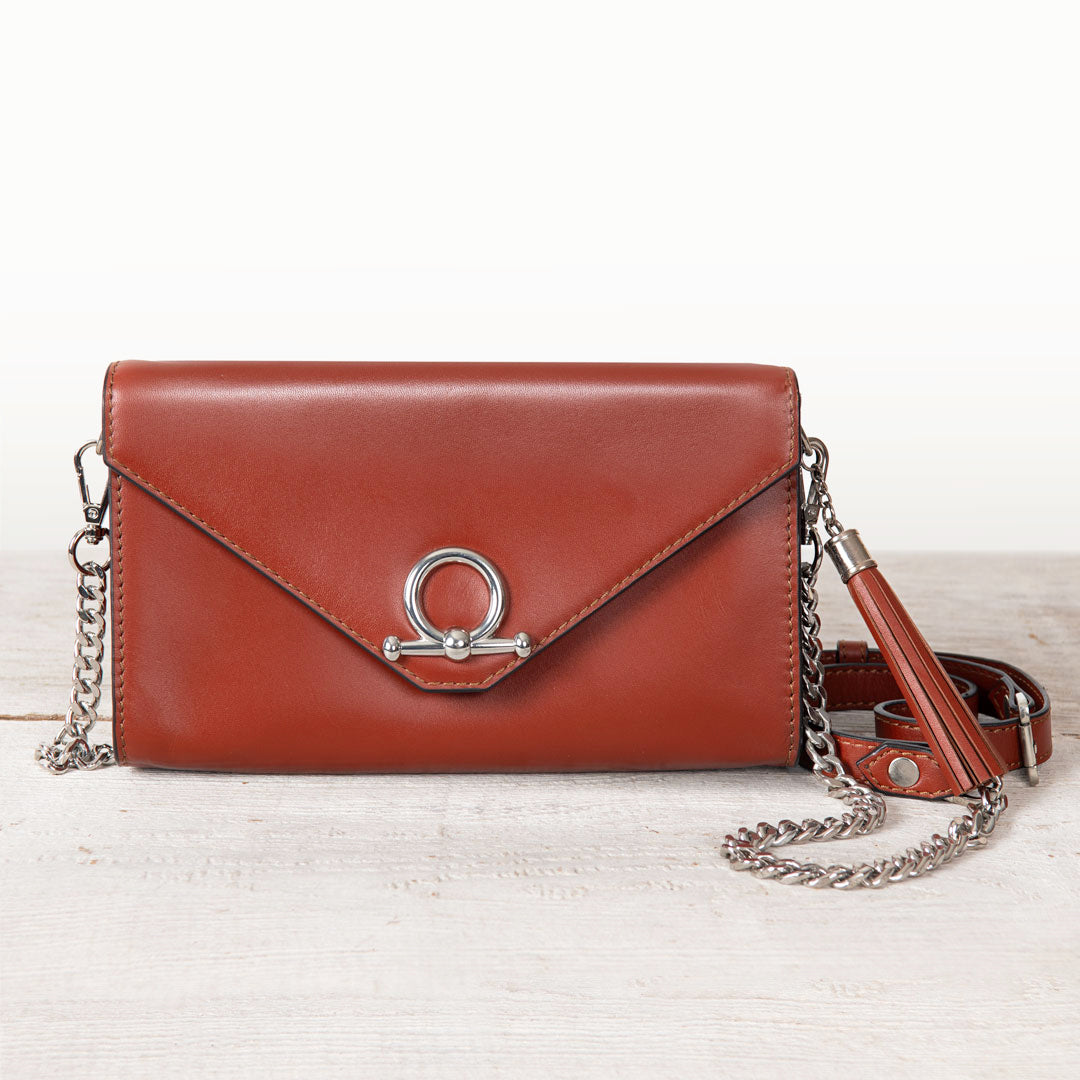 Del Mar - Horse Bit Crossbody Luxury Leather Handbag in Cognac Urban-Equestrian