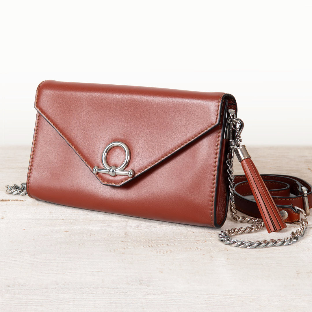 Del Mar - Horse Bit Crossbody Luxury Leather Handbag in Cognac Urban-Equestrian
