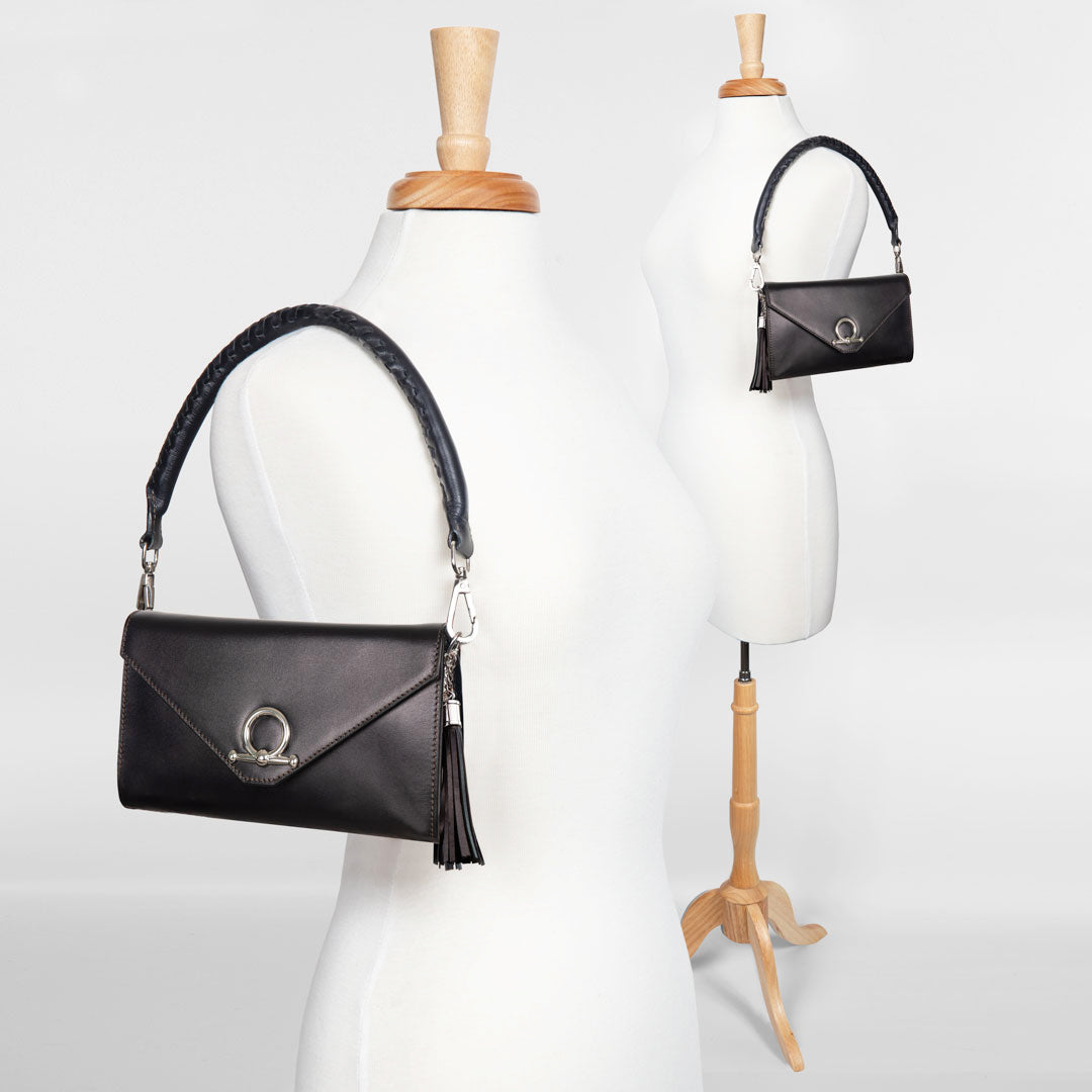 Del Mar - Horse Bit Crossbody Luxury Leather Handbag in Black Urban-Equestrian