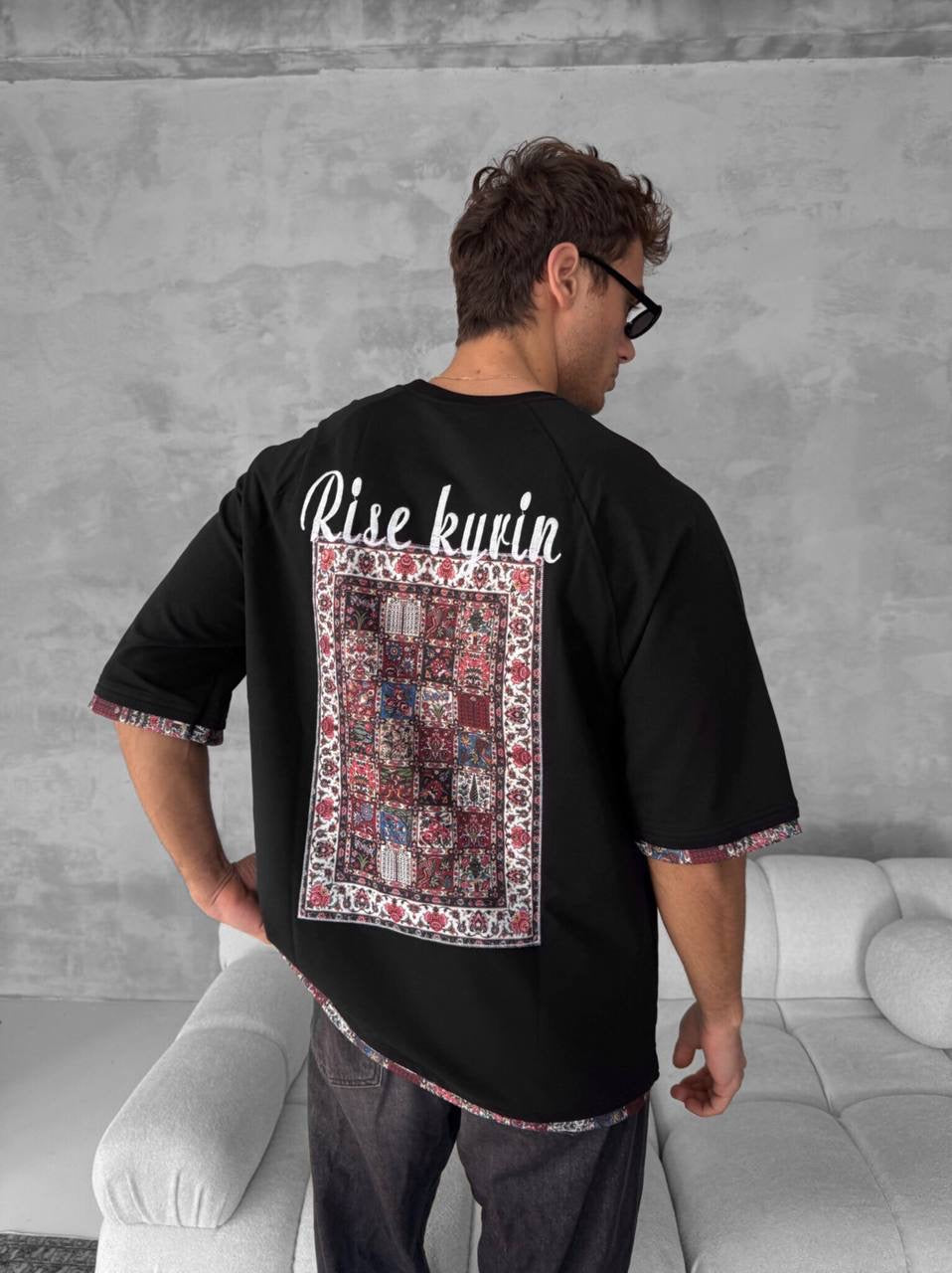 Rise kyrin Graphic Tee - Ethnic Carpet Print Shirt Withinblack