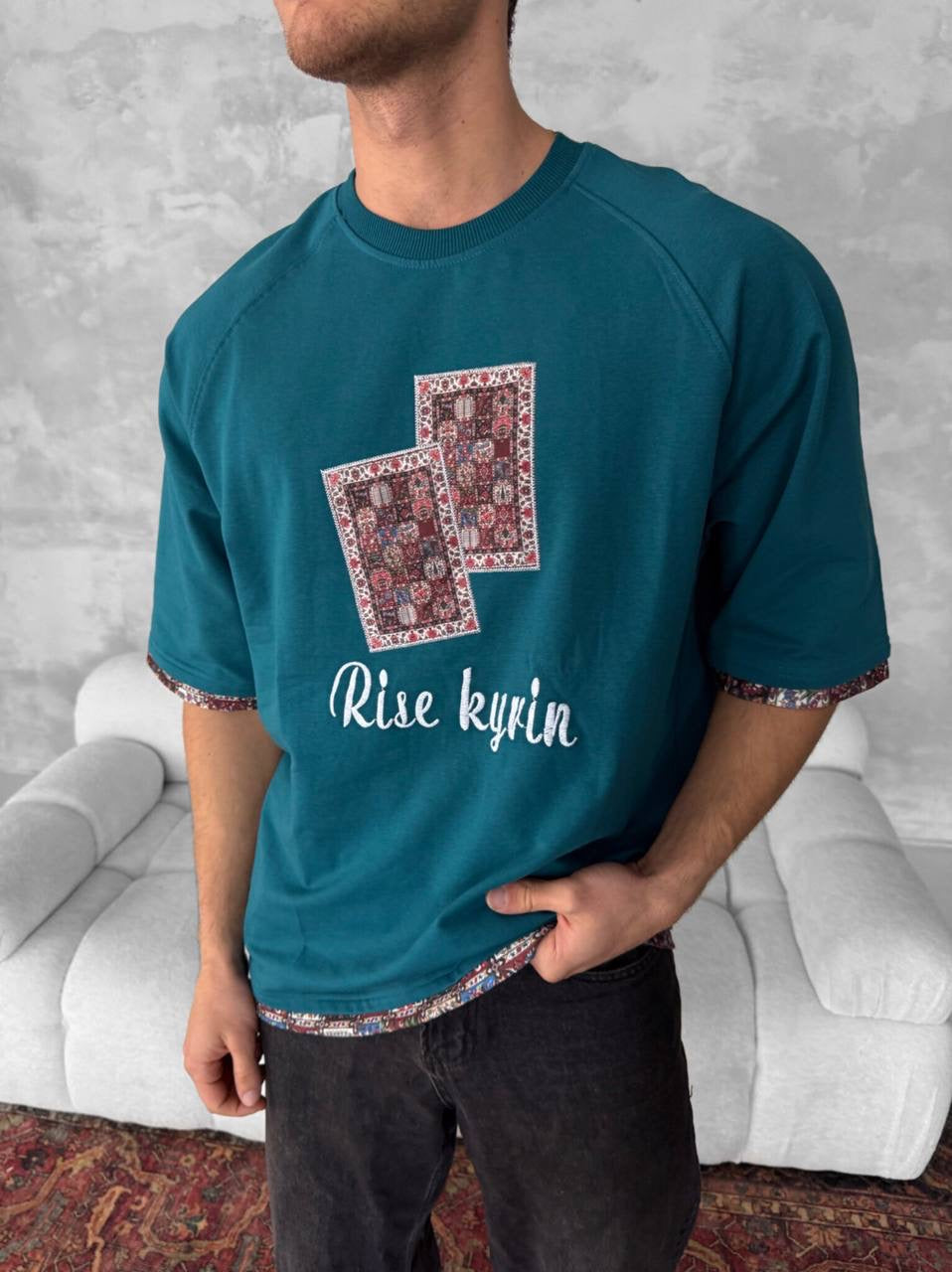 Rise kyrin Graphic Tee - Ethnic Carpet Print Shirt Withinblack