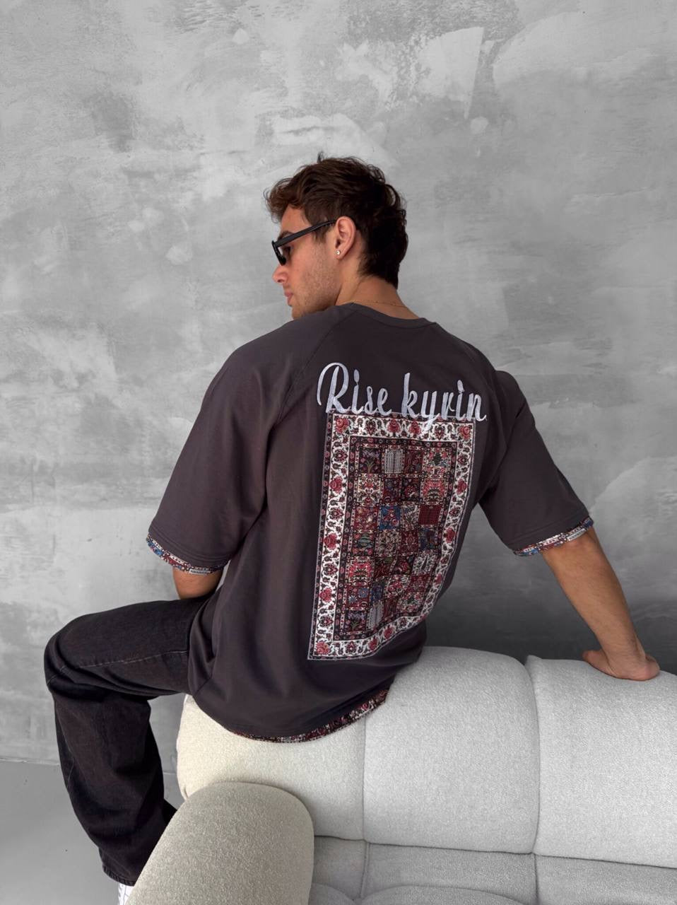 Rise kyrin Graphic Tee - Ethnic Carpet Print Shirt Withinblack