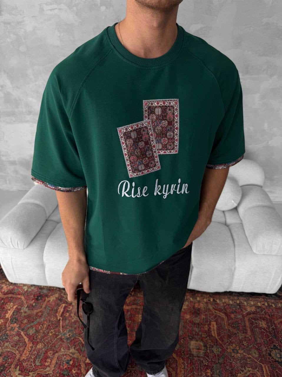 Rise kyrin Graphic Tee - Ethnic Carpet Print Shirt Withinblack