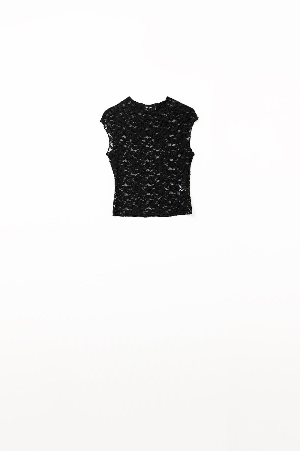 Romantic Lace T-shirt With Cap Sleeves in Black Q2store