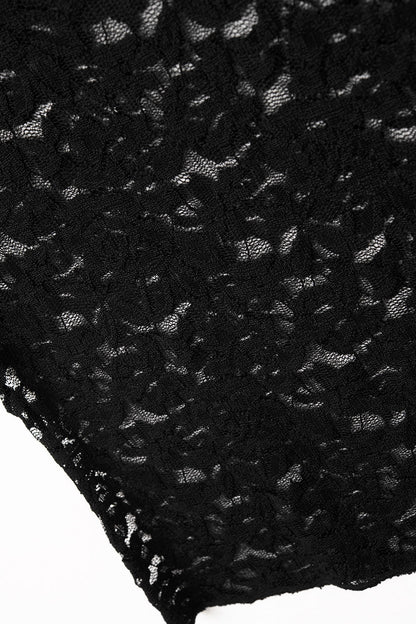 Romantic Lace T-shirt With Cap Sleeves in Black Q2store