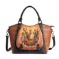 Vintage Deerskin Leather Handbag with Deer and Flower Artwork Country in My Heart